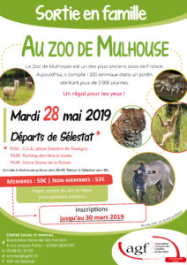 Clôture des inscriptions pour la sortie du 28 mai 2019 au zoo de Mulhouse